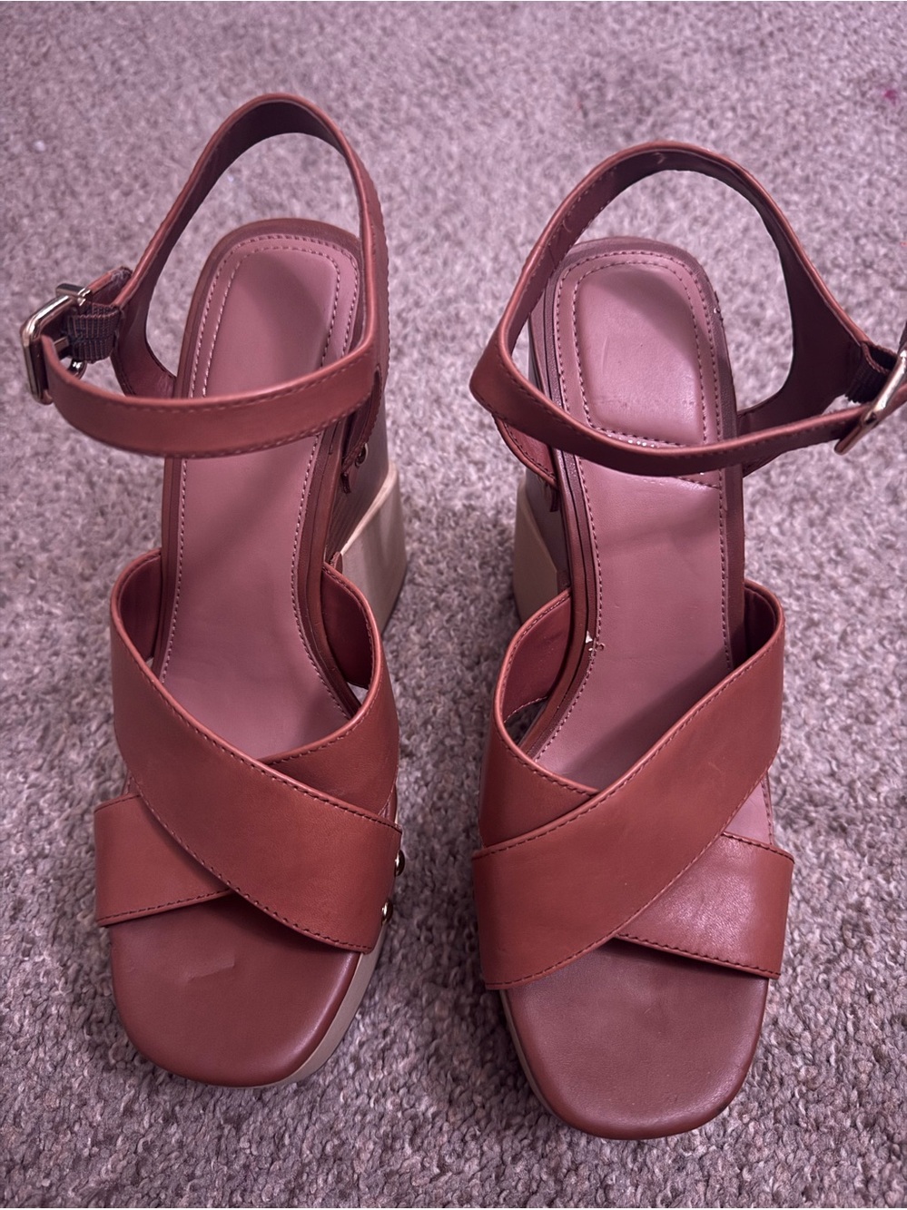 Women's Brown Strappy Block Heel Sandals
